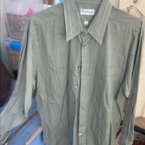 Cattani Olive Green Button-Up Shirt